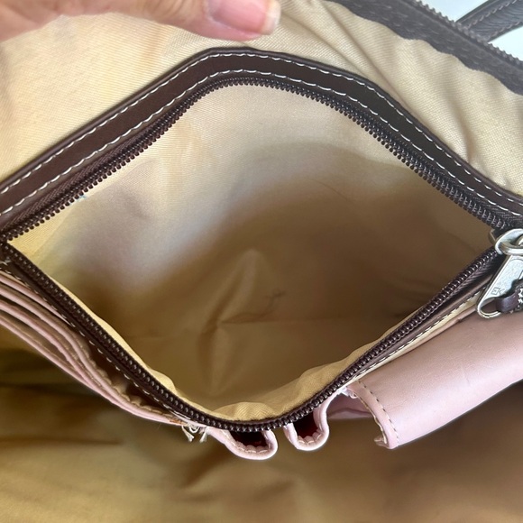 Latico Leather Laptop Bag Tote Pale Pink Brown Trim, Near New Condition - Picture 7 of 9